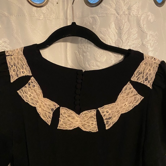 RARE Pearl Lowe British Tea Antique lace black bow dress 👗 Daisy 🌼 - Picture 5 of 8